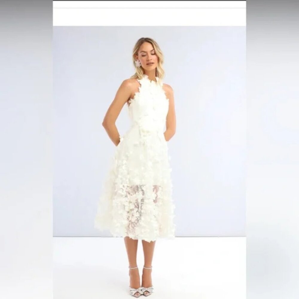 Helsi Camilla Halter Dress w/ 3-D Floral Appliqué XS NWT